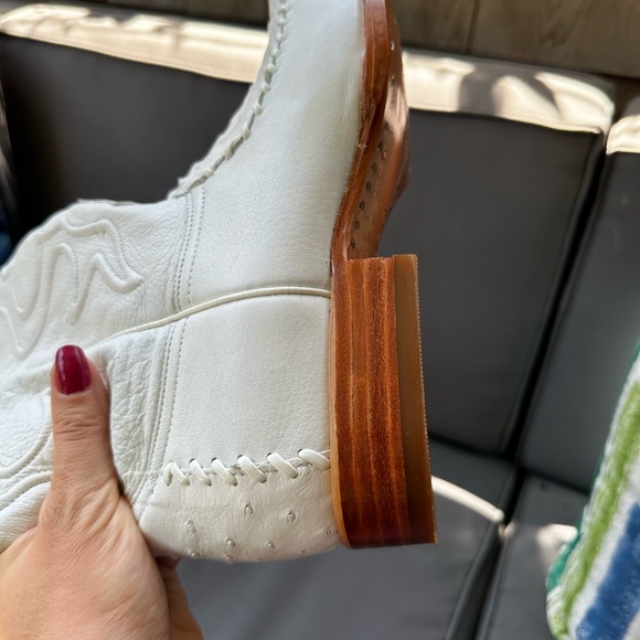 wild west boots leather 10 1/2 genuine ostrich new white cowboy - Picture 8 of 14